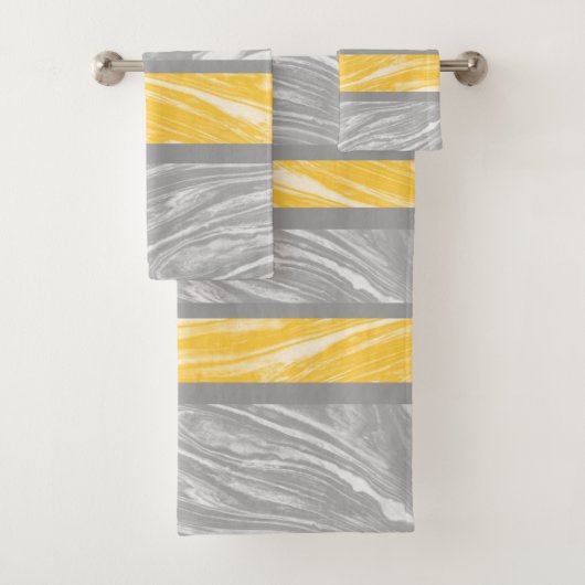 Geel en grijs marmeren abstract modern chic bad handdoek (Insitu)