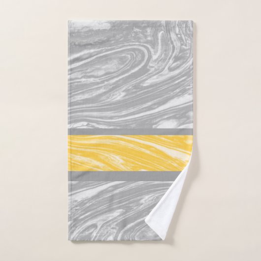 Geel en grijs marmeren abstract modern chic bad handdoek (Handdoek)