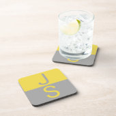 Geel en grijs Matig Initiaal Monogram Bier Onderzetter (Rechterzijde)