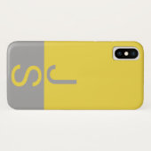 Geel en grijs Matig Initiaal Monogram Case-Mate iPhone Case (Achterkant (horizontaal))