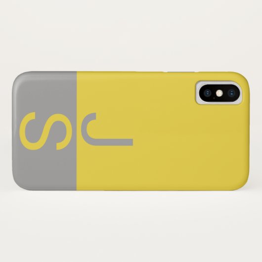 Geel en grijs Matig Initiaal Monogram Case-Mate iPhone Case (Achterkant (horizontaal))