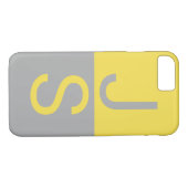 Geel en grijs Matig Initiaal Monogram Case-Mate iPhone Case (Achterkant (Horizontaal))