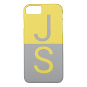 Geel en grijs Matig Initiaal Monogram Case-Mate iPhone Case (Achterkant)