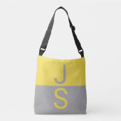 Geel en grijs Matig Initiaal Monogram Crossbody Tas (Voorkant)