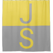 Geel en grijs Matig Initiaal Monogram Douchegordijn (Voorkant)