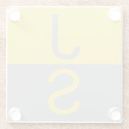 Geel en grijs Matig Initiaal Monogram Glazen Onderzetter (Achterkant)