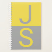 Geel en grijs Matig Initiaal Monogram Planner (Voorkant)