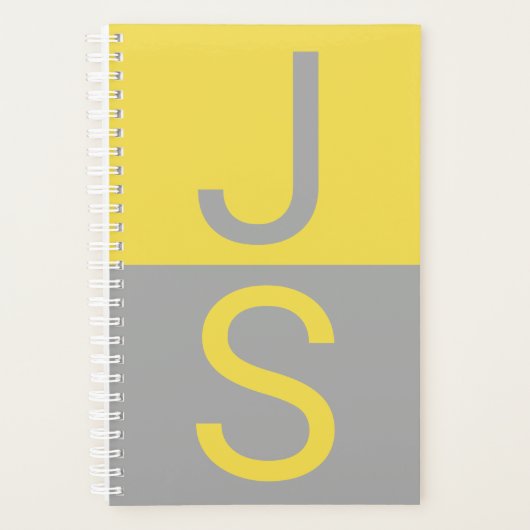 Geel en grijs Matig Initiaal Monogram Planner (Voorkant)