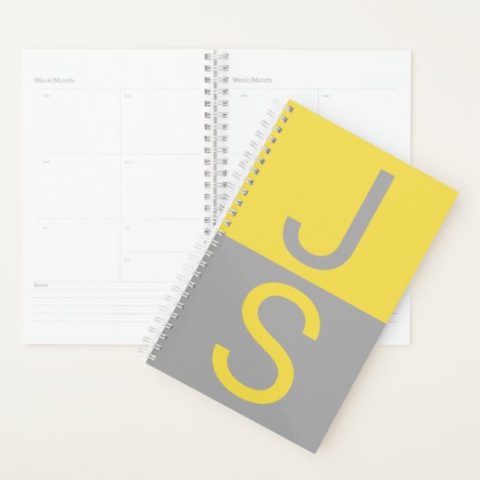Geel en grijs Matig Initiaal Monogram Planner (Display)