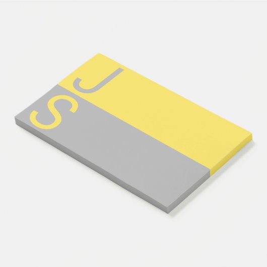 Geel en grijs Matig Initiaal Monogram Post-it® Notes (Schuin)