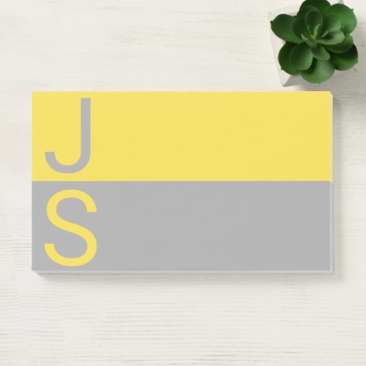 Geel en grijs Matig Initiaal Monogram Post-it® Notes (Kantoor)