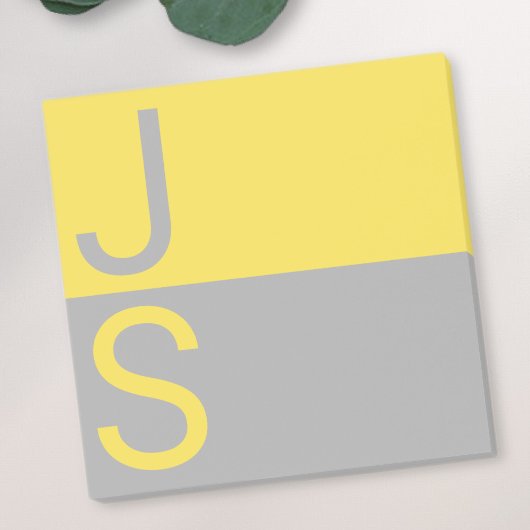 Geel en grijs Matig Initiaal Monogram Post-it® Notes
