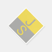 Geel en grijs Matig Initiaal Monogram Servet (Hoek)