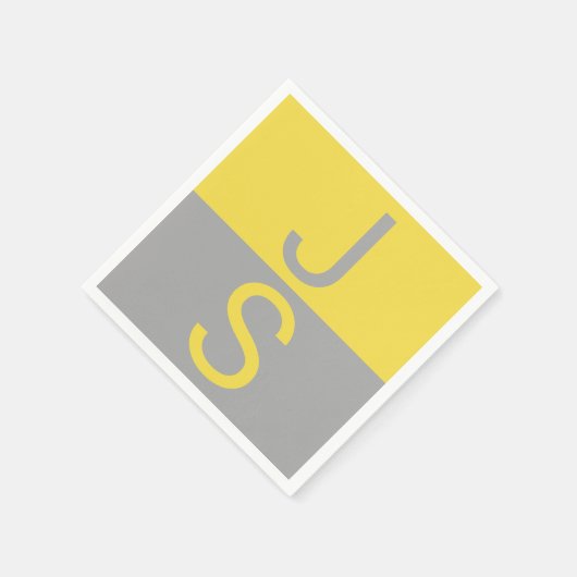 Geel en grijs Matig Initiaal Monogram Servet (Hoek)