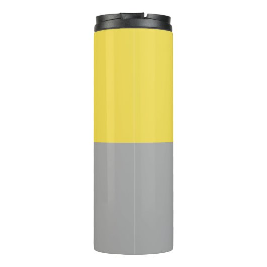 Geel en grijs Matig Initiaal Monogram Thermosbeker (Achterkant)