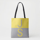 Geel en grijs Matig Initiaal Monogram Tote Bag (Voorkant)