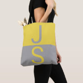 Geel en grijs Matig Initiaal Monogram Tote Bag (Dichtbij)