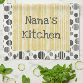 Geel en grijs Matige Polka Dots Theedoek