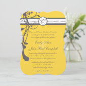 Geel en grijs Modern Wedding Invite Kaart (Staand voorkant)