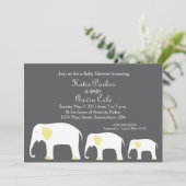 Geel en grijs Moeder en Elephant Uitnodiging tot B (Staand voorkant)