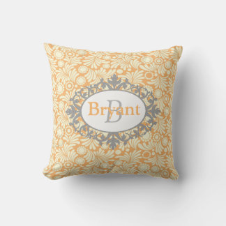 Geel en grijs Monogram Damask Sierkussen