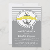 Geel en grijs Nautical Bridal Shower Invitation Kaart (Voorkant)