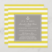 Geel en grijs Nochtans Baby shower Kaart (Voorkant / Achterkant)