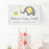 Geel en Grijs Olifant Baby shower Banner Poster (Insitu)