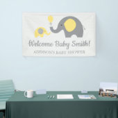 Geel en Grijs Olifant Baby shower Banner Poster (Beurs)