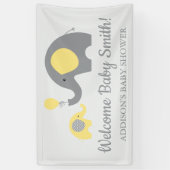 Geel en Grijs Olifant Baby shower Banner Poster (Verticaal)