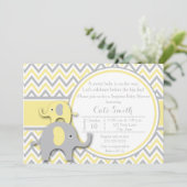 Geel en grijs olifant Baby shower Kaart (Staand voorkant)