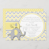 Geel en grijs olifant Baby shower Kaart (Voorkant / Achterkant)