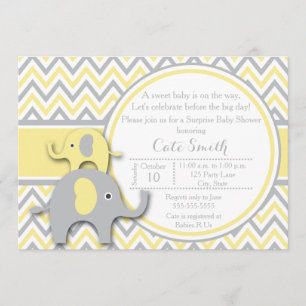 Geel en grijs olifant Baby shower Kaart