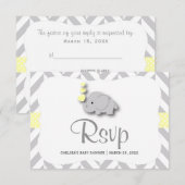 Geel en grijs olifant Baby shower - RSVP (Voorkant / Achterkant)