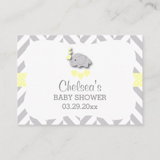 Geel en grijs olifant Baby shower - RSVP Informatiekaartje (Achterkant)