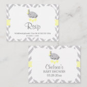 Geel en grijs olifant Baby shower - RSVP Informatiekaartje (Voorkant / Achterkant)