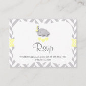 Geel en grijs olifant Baby shower - RSVP Informatiekaartje (Voorkant)