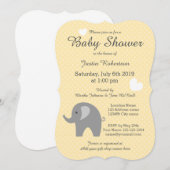 Geel en grijs olifant babyshower uitnodigingen (Voorkant / Achterkant)