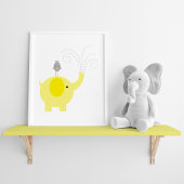 Geel en grijs olifant en vogelnestaart poster