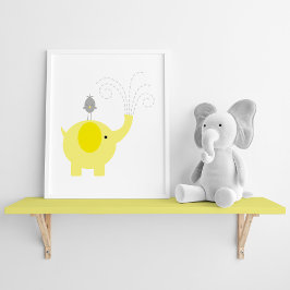 Geel en grijs olifant en vogelnestaart poster
