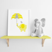 Geel en grijs olifant en vogelnestaart poster