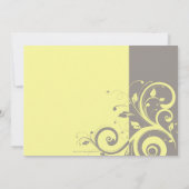 Geel en grijs omgekeerde werveling bruiloft uitnod kaart (Achterkant)