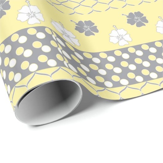 Geel en grijs ontwerp cadeaupapier (Rol Hoek)