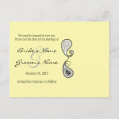 Geel en grijs paisley bespaart de datum waarop je aankondigingskaart (Achterkant)