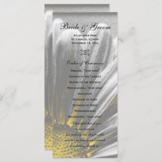 Geel en grijs programma voor hooglichten programmakaart (Voorkant / Achterkant)