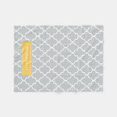 Geel en grijs Quatrefoil | Fleece Blanket Deken (Voorkant (Horizontaal))