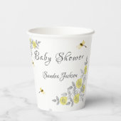 Geel en grijs Roos Baby shower Papieren Bekers (Achterkant)