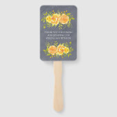 Geel en grijs Roos Peony Wedding Hand Fan Handwaaier (Achterkant)