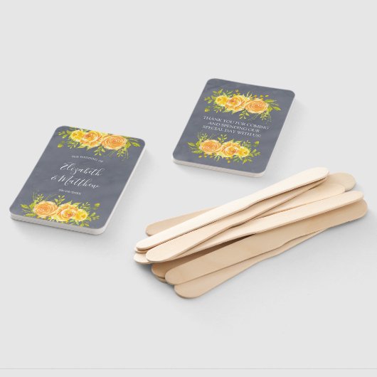 Geel en grijs Roos Peony Wedding Hand Fan Handwaaier (Niet-gemonteerd)