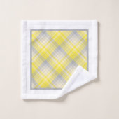 Geel en grijs ruitpatroon  bad handdoek (Wasdoekje)